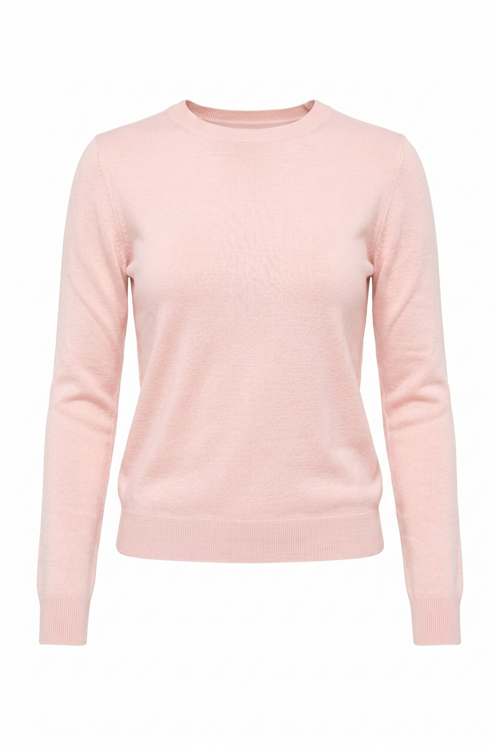 Maglione Girocollo Rosa Pastello in Maglia Fine