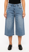 Jeans Culotte in Denim a Gamba Larga