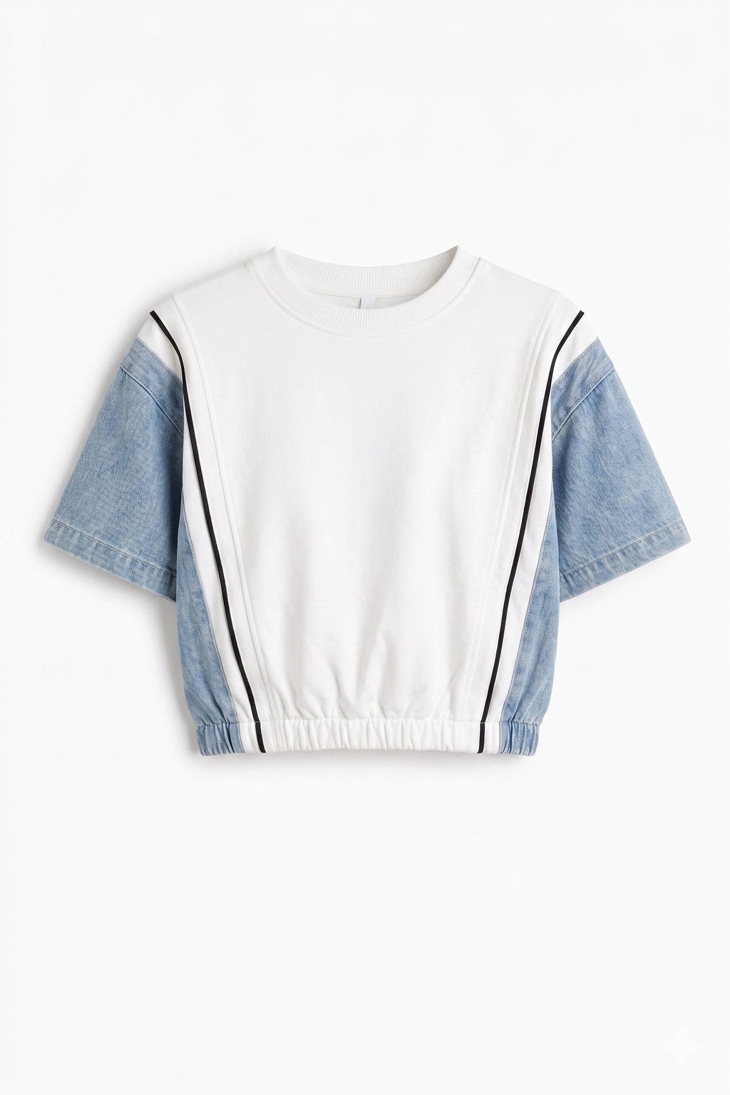 Completo Co-ord "Urban Fusion": Top Crop e Pantalone Palazzo con Inserti Denim