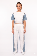 Completo Co-ord "Urban Fusion": Top Crop e Pantalone Palazzo con Inserti Denim