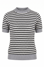 Top in Maglia a Maniche Corte con Texture a Onde