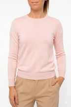 Maglione Girocollo Rosa Pastello in Maglia Fine