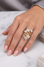 Anello Statement Multi-Fascia color Oro con Cristalli Geometrici