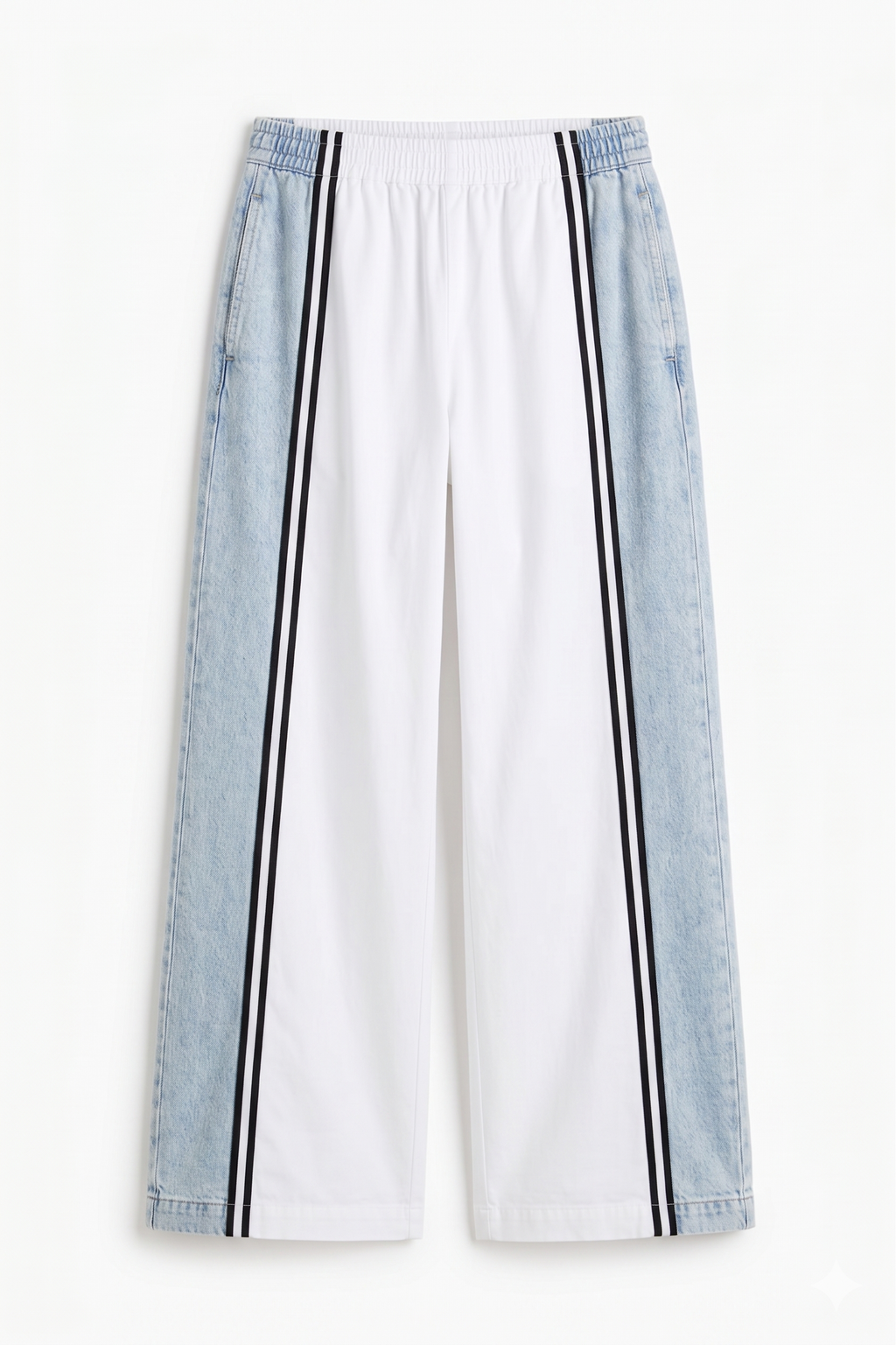 Completo Co-ord "Urban Fusion": Top Crop e Pantalone Palazzo con Inserti Denim