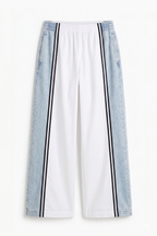 Completo Co-ord "Urban Fusion": Top Crop e Pantalone Palazzo con Inserti Denim
