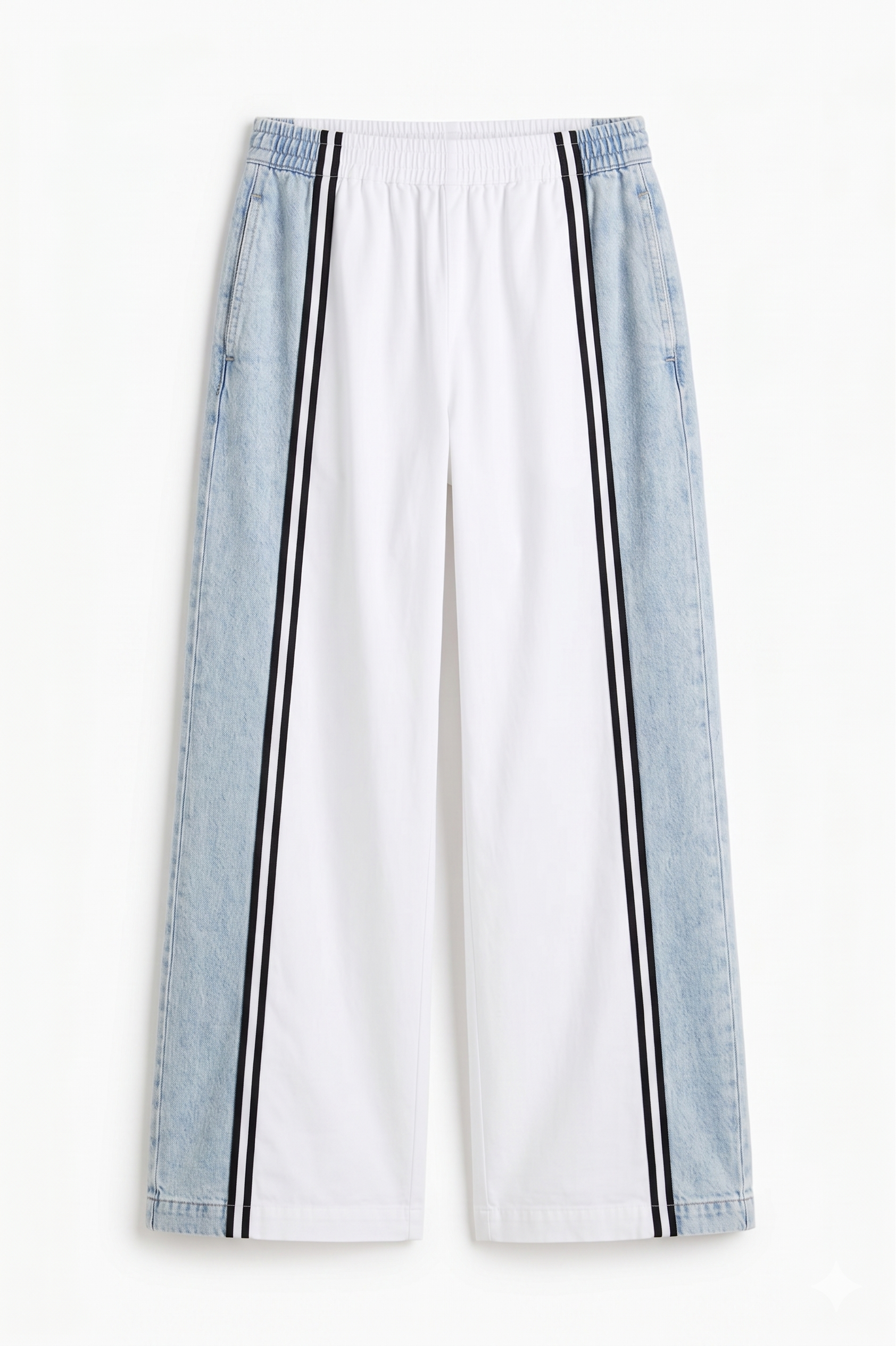 Completo Co-ord "Urban Fusion": Top Crop e Pantalone Palazzo con Inserti Denim