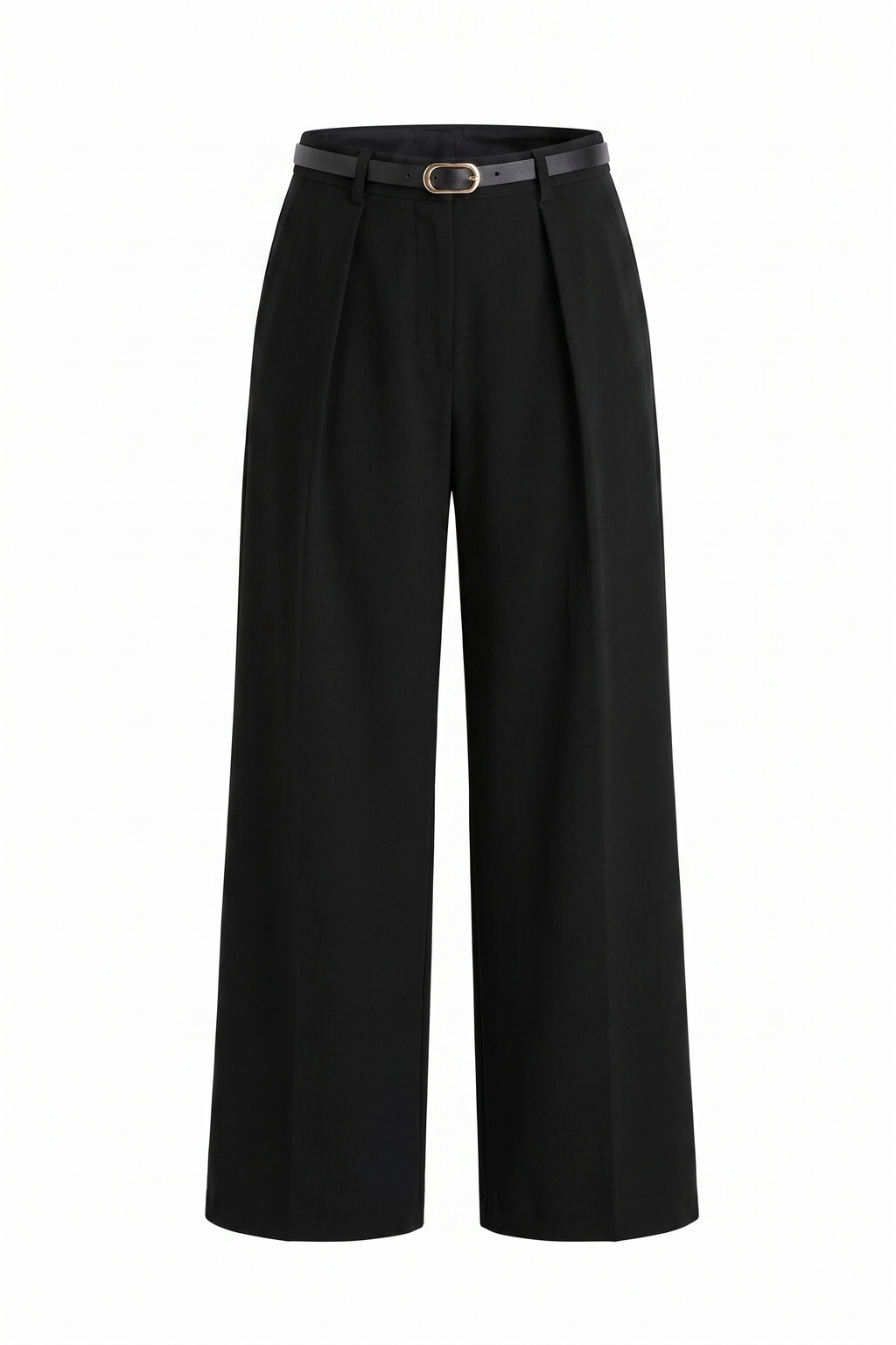 Pantaloni Sartoriali a Palazzo con Cintura Inclusa - Nero
