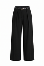 Pantaloni Sartoriali a Palazzo con Cintura Inclusa - Nero