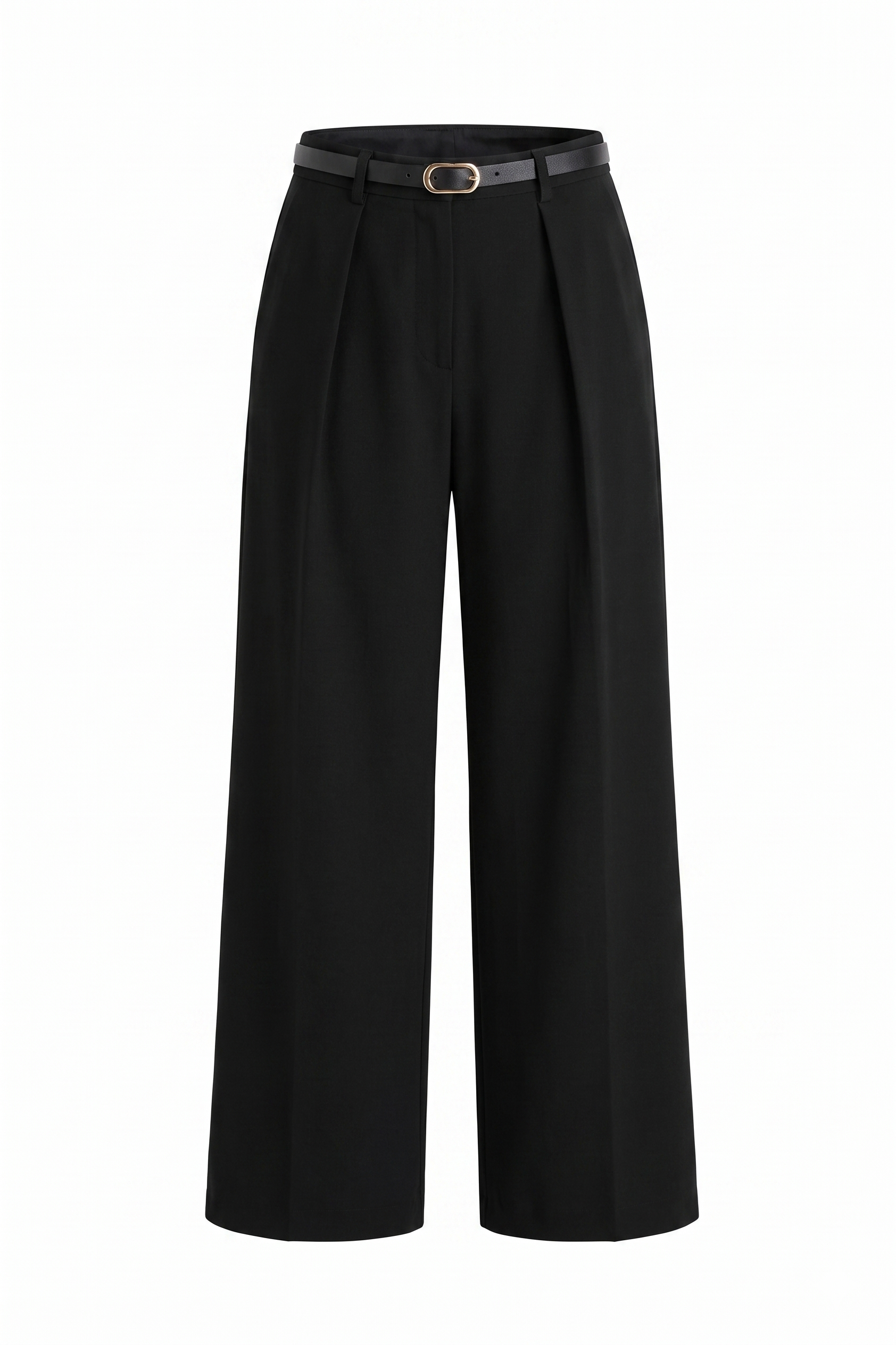 Pantaloni Sartoriali a Palazzo con Cintura Inclusa - Nero