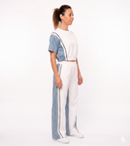 Completo Co-ord "Urban Fusion": Top Crop e Pantalone Palazzo con Inserti Denim