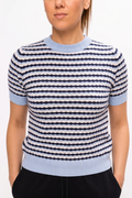 Top in Maglia a Maniche Corte con Texture a Onde