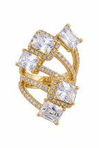 Anello Statement Multi-Fascia color Oro con Cristalli Geometrici