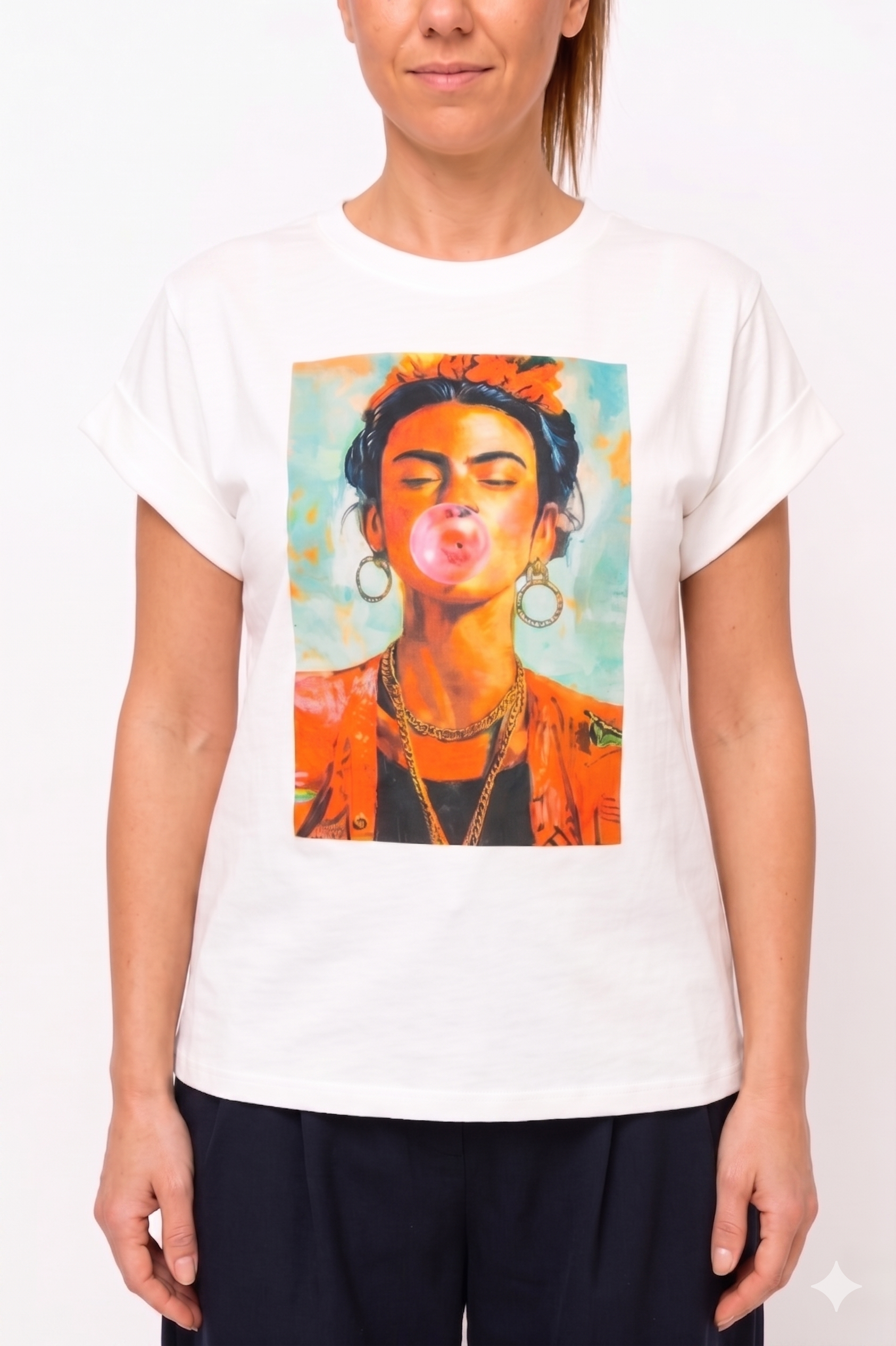 T-Shirt Bianca Casual con Stampe Grafiche "Pop & Trendy" | Varie Fantasie