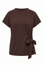 Coordinato Elegante "Cacao" - Top con Nodo Laterale e Pantalone a Palazzo