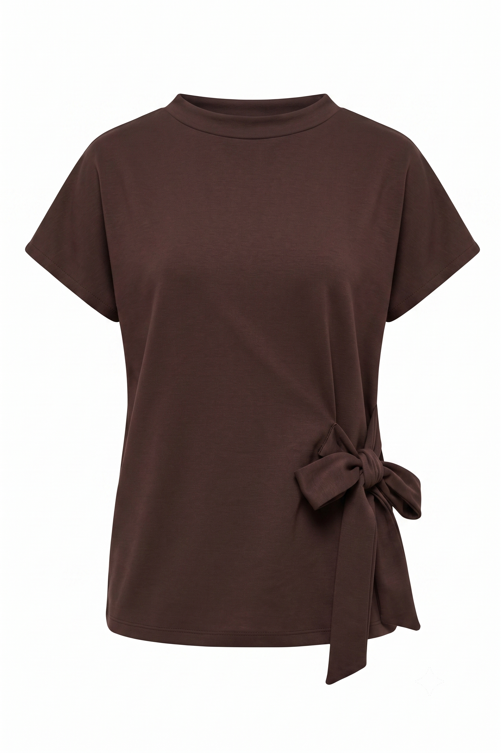 Coordinato Elegante "Cacao" - Top con Nodo Laterale e Pantalone a Palazzo