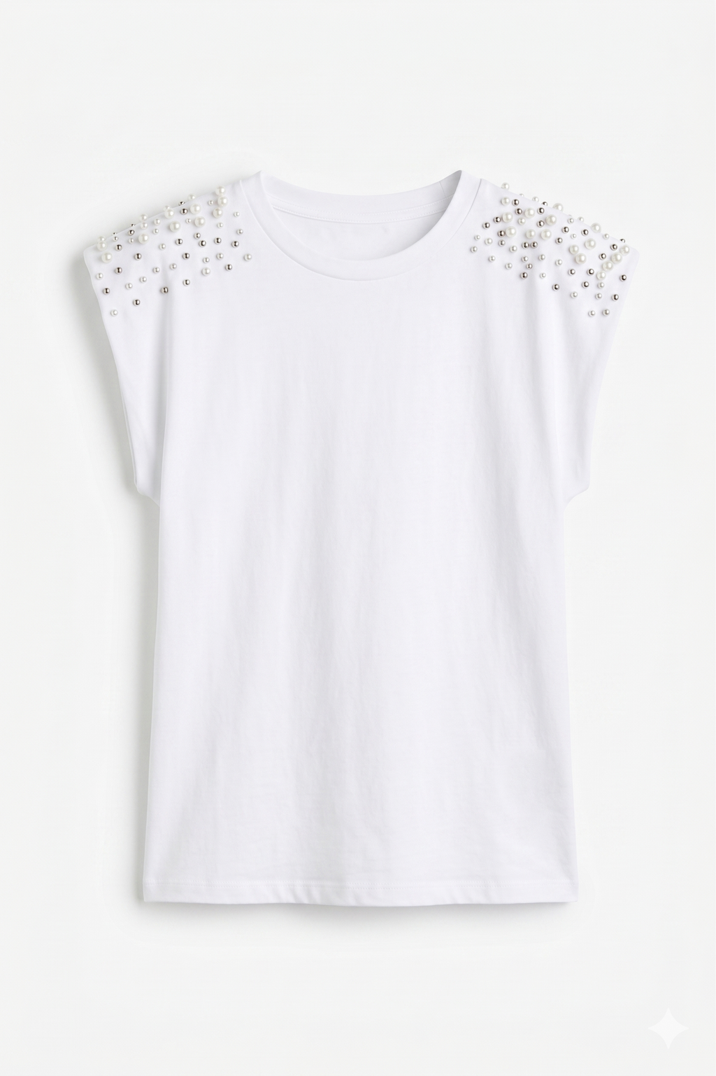 Maglia Smanicata "Glamour" con Spalline Strutturate e Dettaglio Perle
