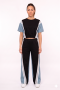 Completo Co-ord "Urban Fusion": Top Crop e Pantalone Palazzo con Inserti Denim