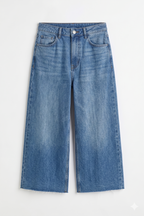 Jeans Culotte in Denim a Gamba Larga
