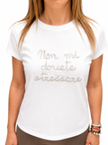 T-shirt in cotone con scritta ricamata